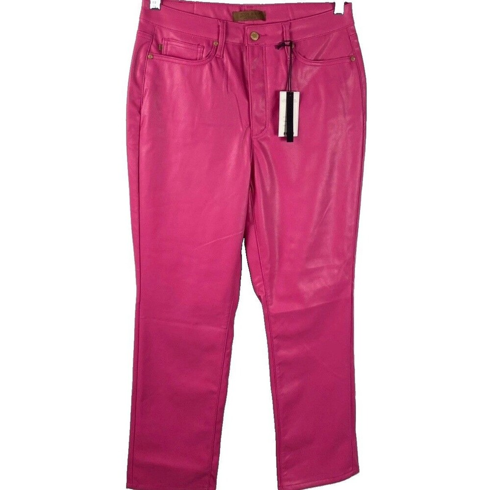 Judy Blue Faux Leather Pants Hot Pink Women’s 11/30 Tummy Control Straight NWT